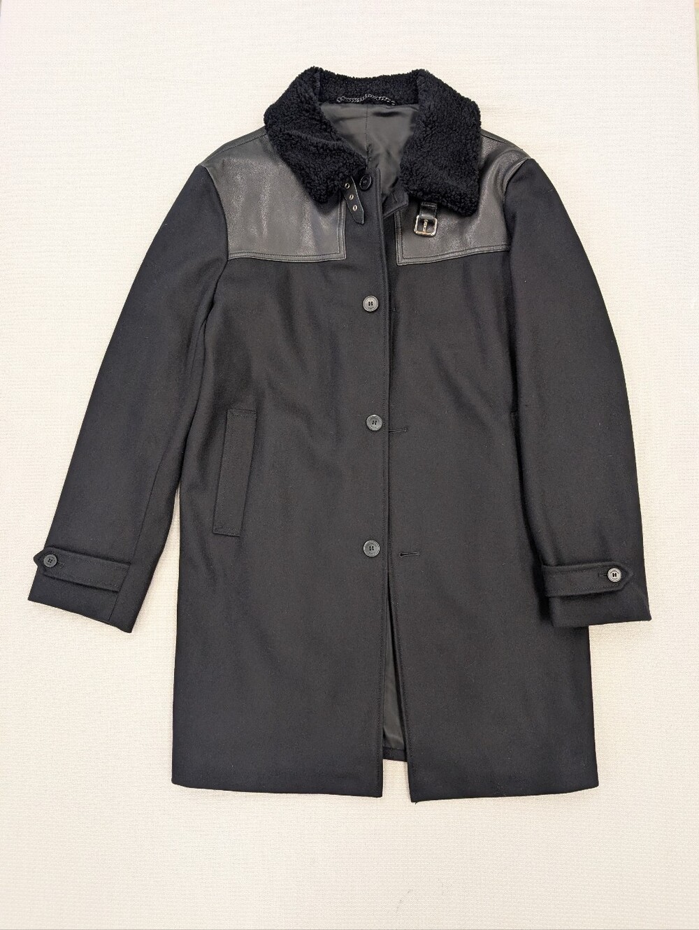Vintage Kooples Men's Black Wool Coat Size XL